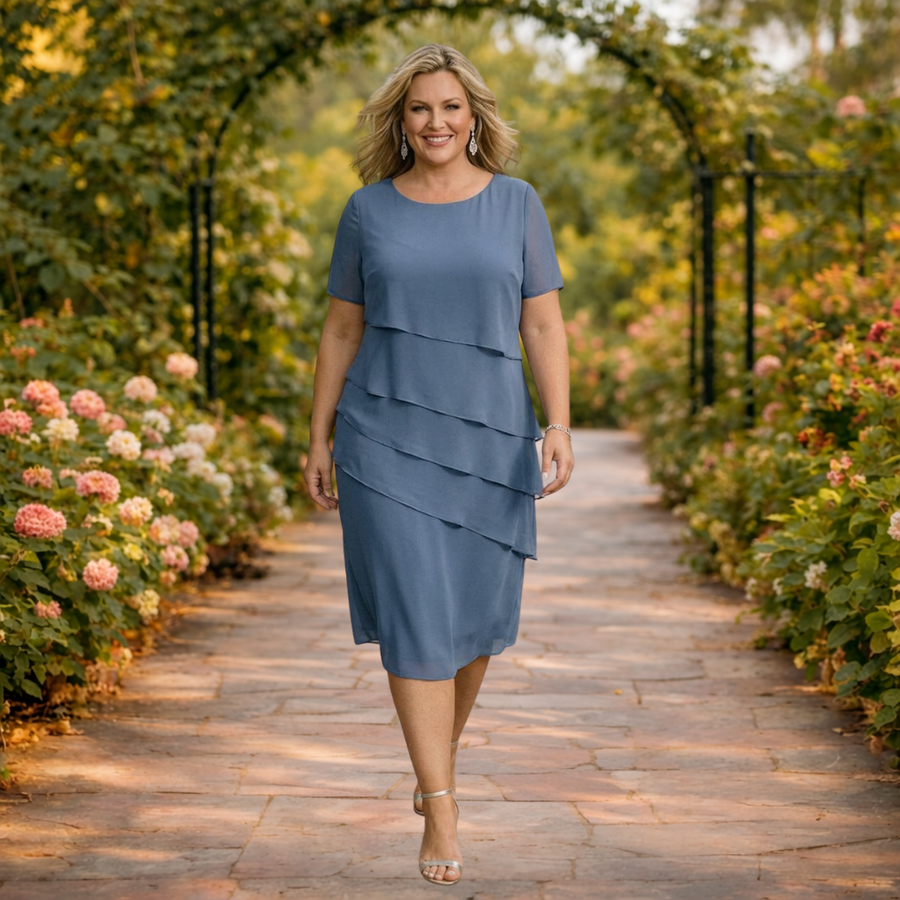 Elena | Layered Chiffon Midi Dress